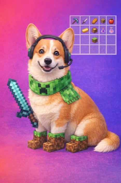 AI portrait of a corgi with a green collar